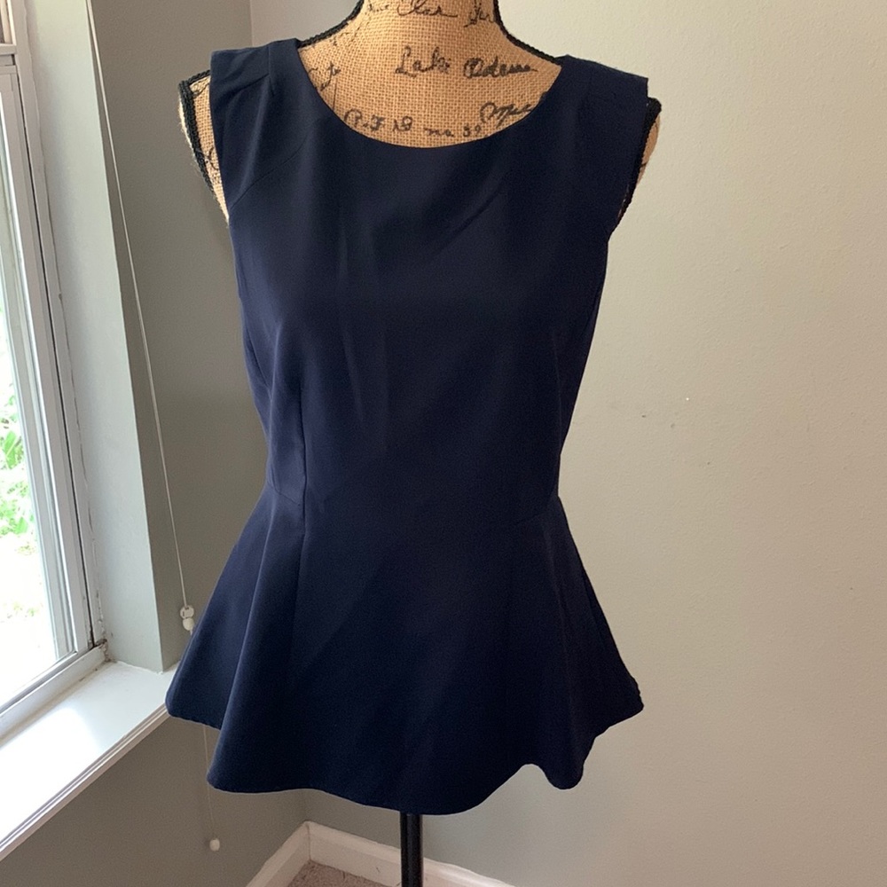 Alice Blue navy blue sleeveless peplum blouse size S